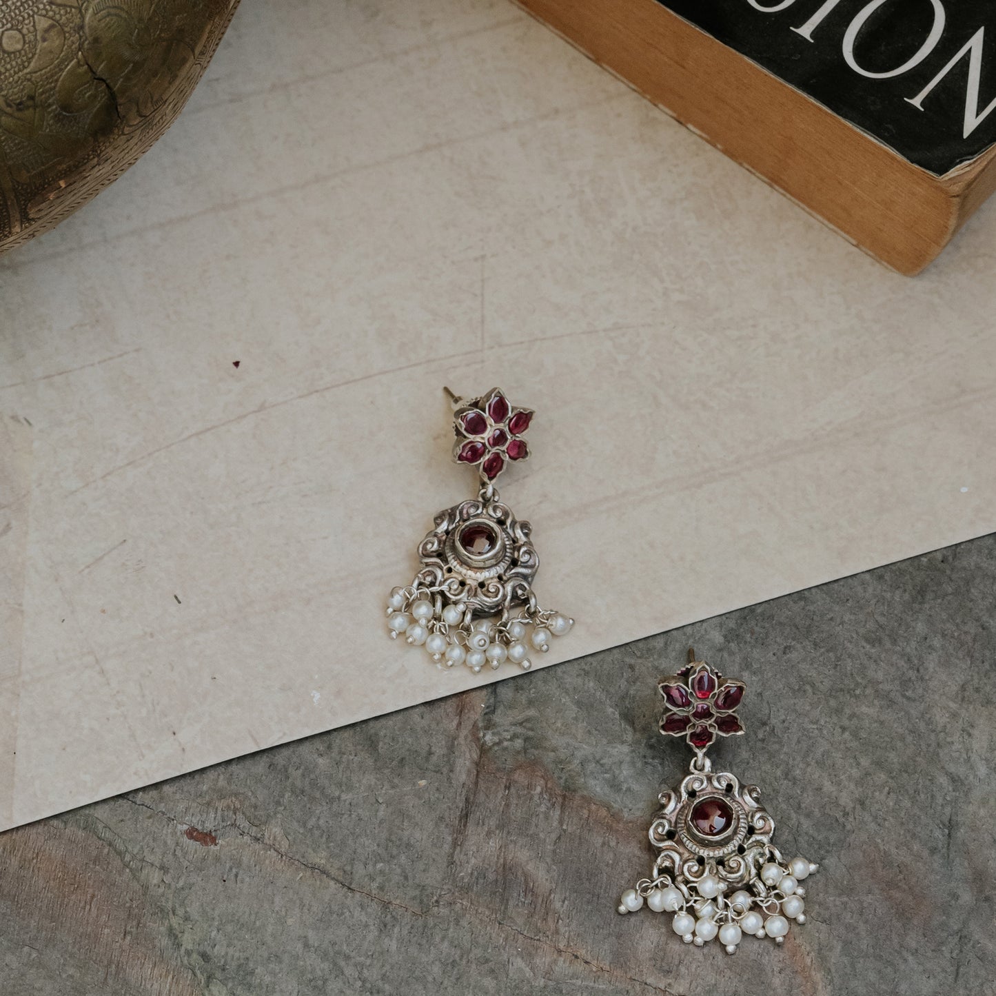 German sliver ethnic Kemp stone pendant set