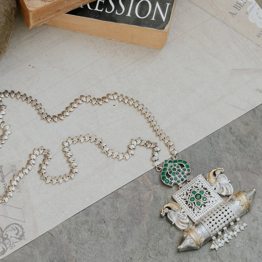 German sliver ethnic long daily wear pendant