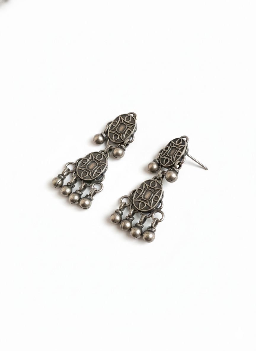 OVEL SILVER LOOK-ALIKE EARRINGS-445