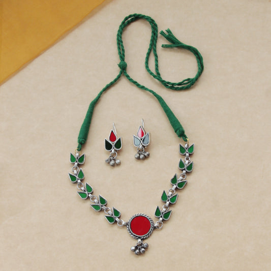 Vibrant Navratri Glass Necklace Set