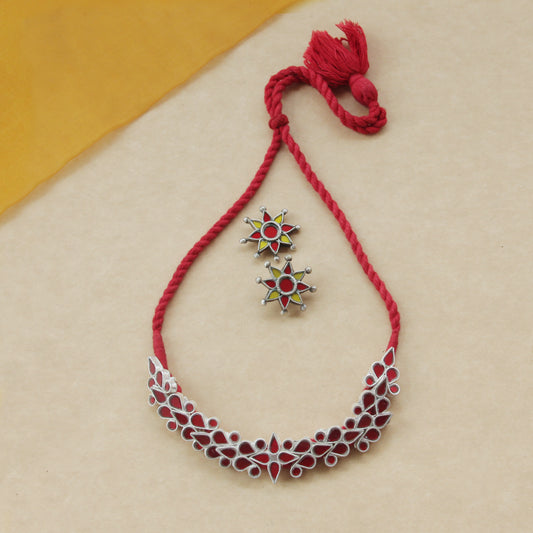 Festive Mirror Glass Choker Set