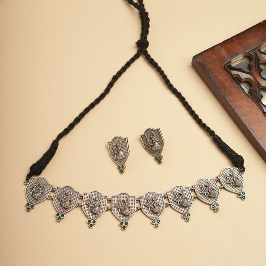 Radha krishna Dance Necklace set - German silver Brass