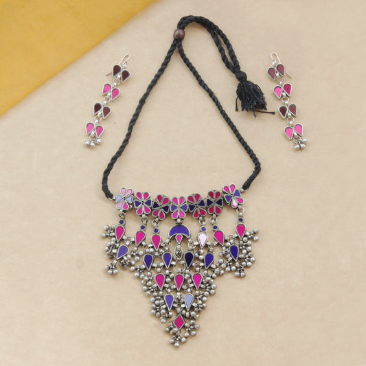 Festive Mirror Glass Choker Set