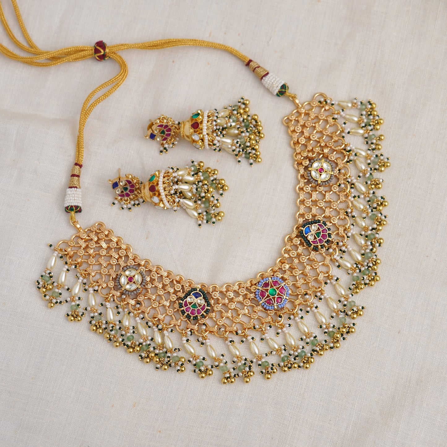Multicolor Golden Necklace Set