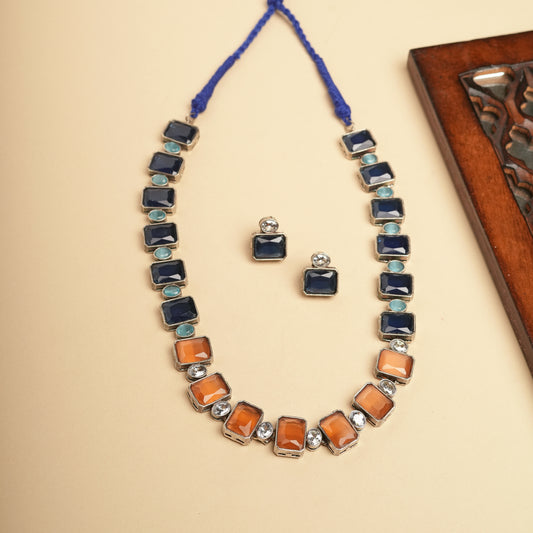 Festive long Necklace-German silver Brass for Navratri