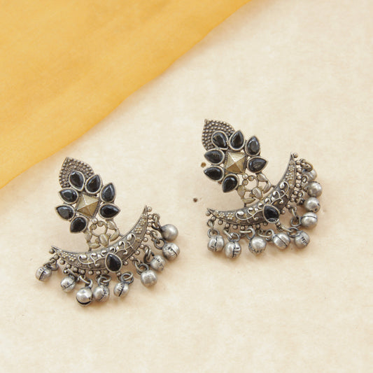 Elegant black stone indian earrings