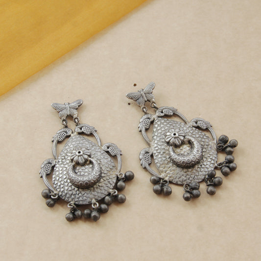 CLASSIC GERMAN SILVER OXIDIZED EARRINGS