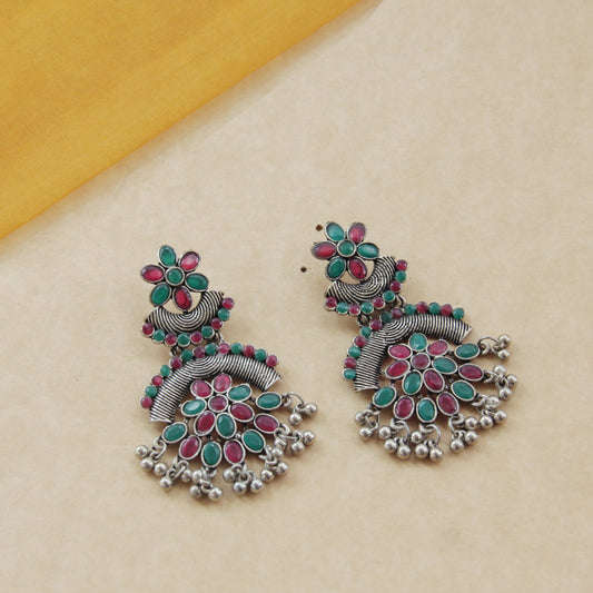 floral fusion silver Dangle Earrings