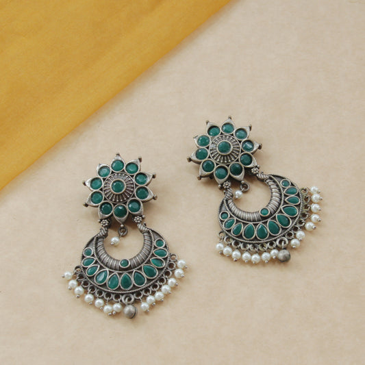 Elegant black stone indian earrings