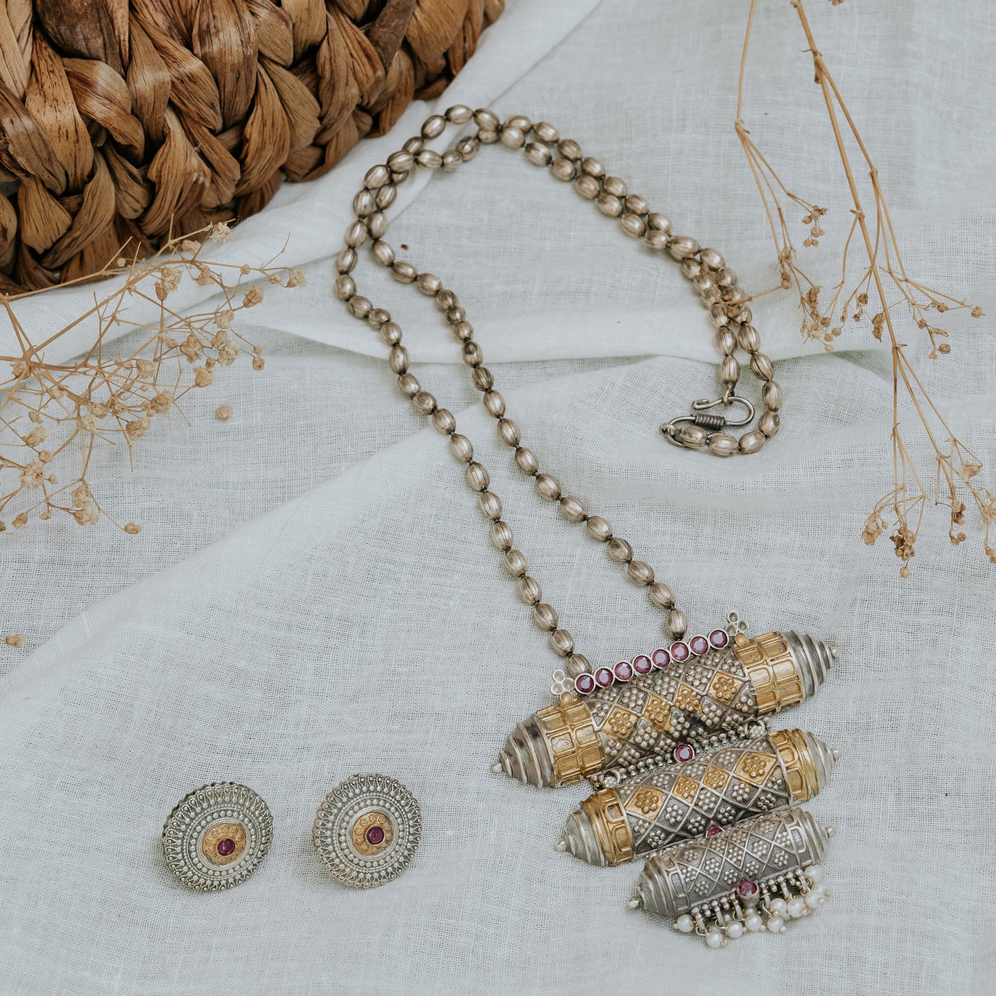 German Sliver Ethnic Pendant With Chain