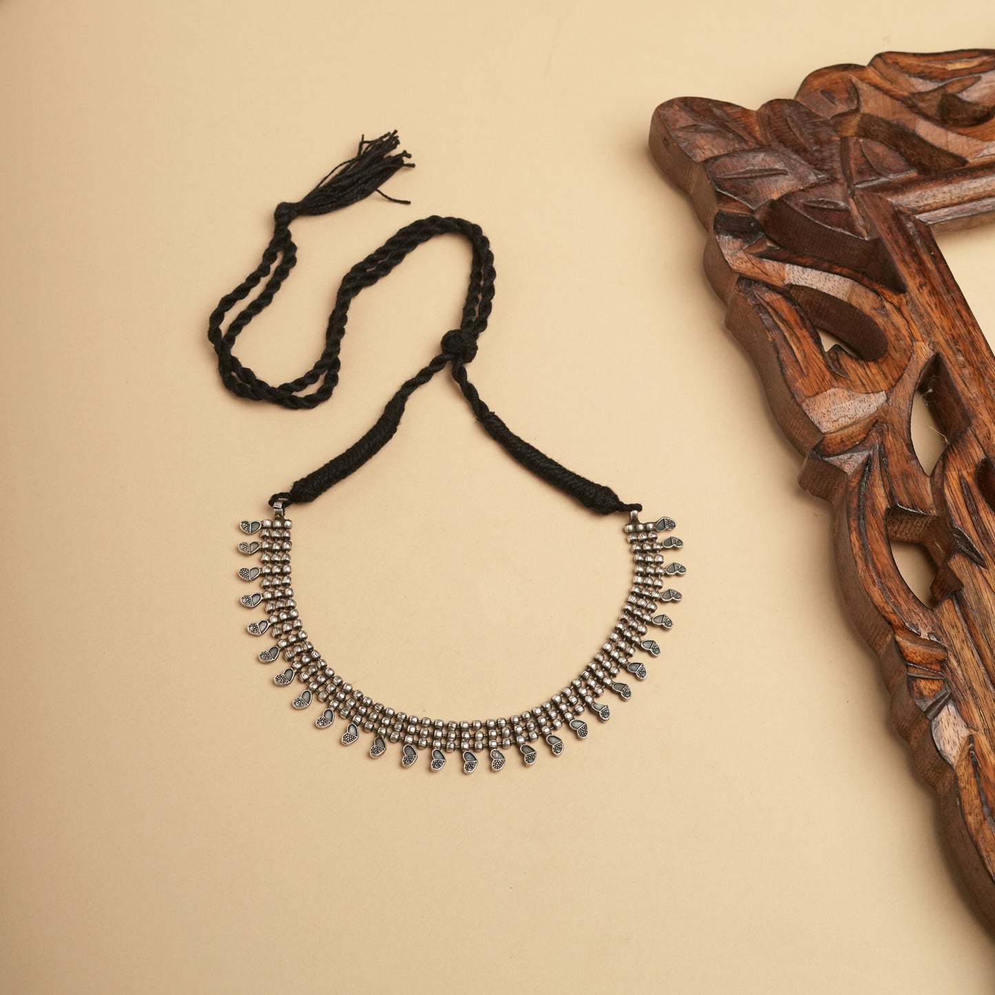 German silver heart Brass delicate Necklace set perfect for Navratri