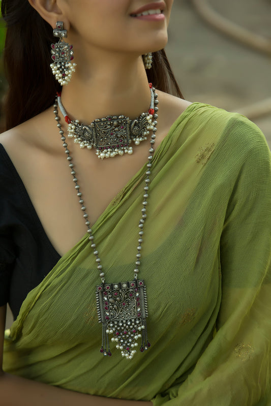 Nalini choker and long pendent set