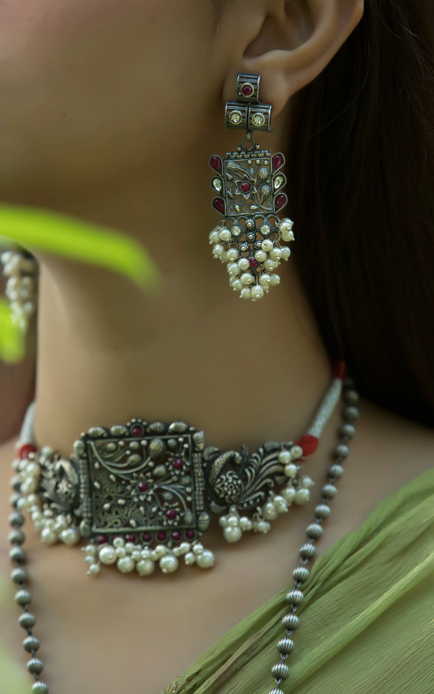 Nalini choker and long pendent set