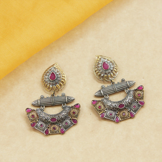 Navratri Dangler Pink stone Earrings