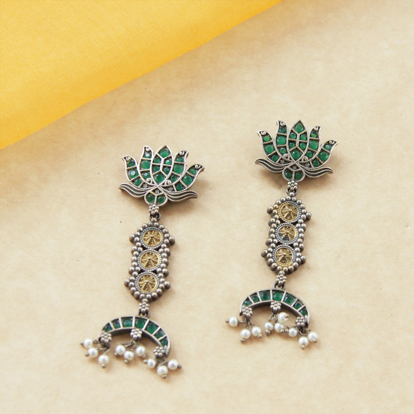 Navratri Dangler Green Louts Earrings