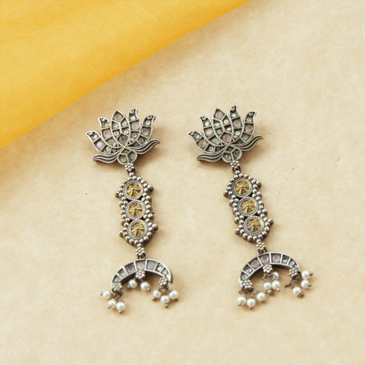 Navratri Dangler pink Louts Earrings