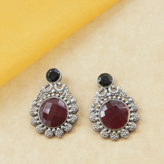 Navratri Dangler Red Stone Earrings