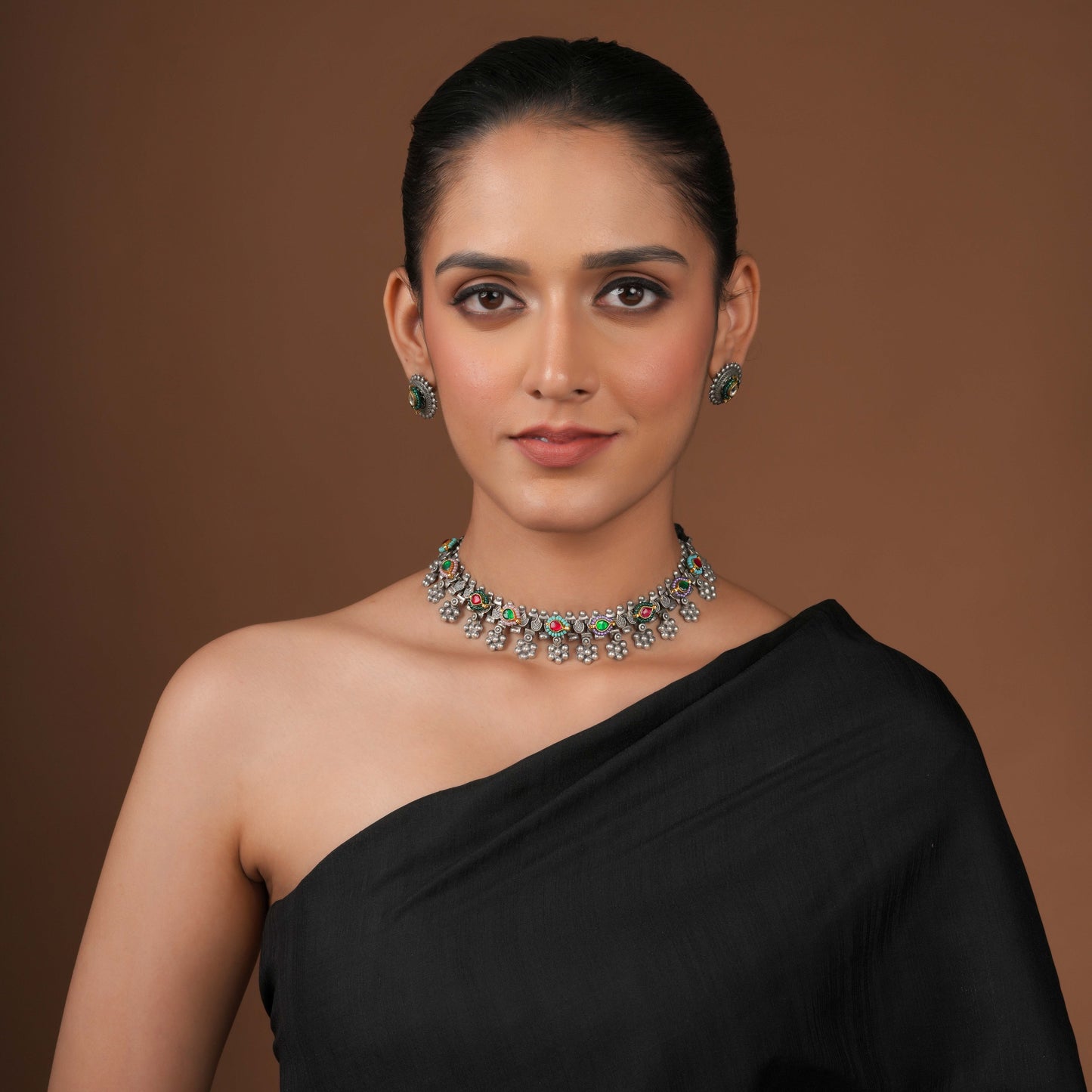 Multicolor Floral motifs Necklace Set