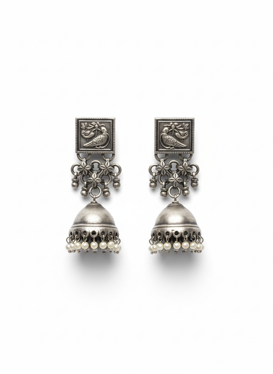 SILVER JHUMKA EARRINGS-446