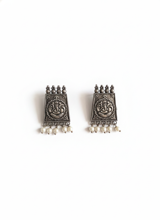 Temple silver Stud Earrings-470