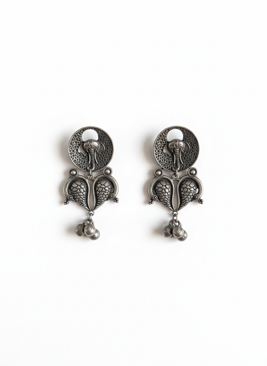 Temple Silver Metal Dangler Earrings-473