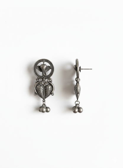 Temple Silver Metal Dangler Earrings-473