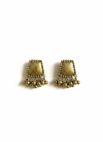 Gold Metal Stud Earrings-488