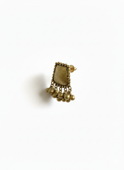 Gold Metal Stud Earrings-488