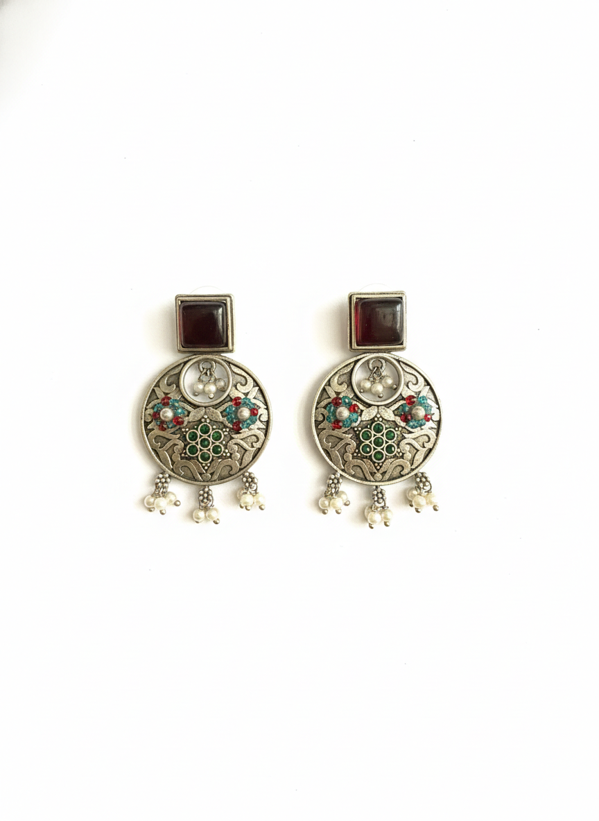 Statement Metal Dangler Earrings-479