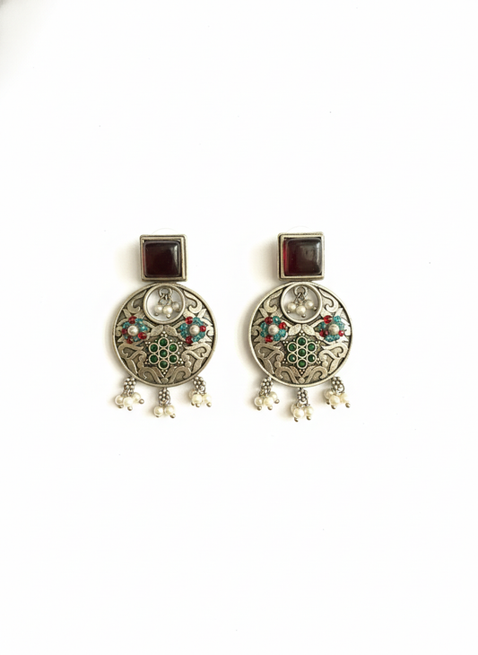 Statement Metal Dangler Earrings-479