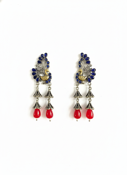 Metal Blue peacock Dangler Earrings-483