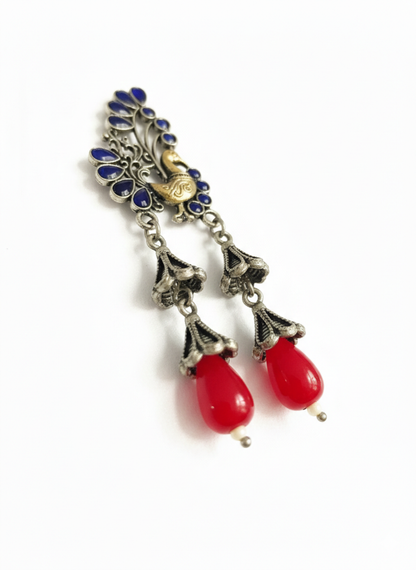 Metal Blue peacock Dangler Earrings-483