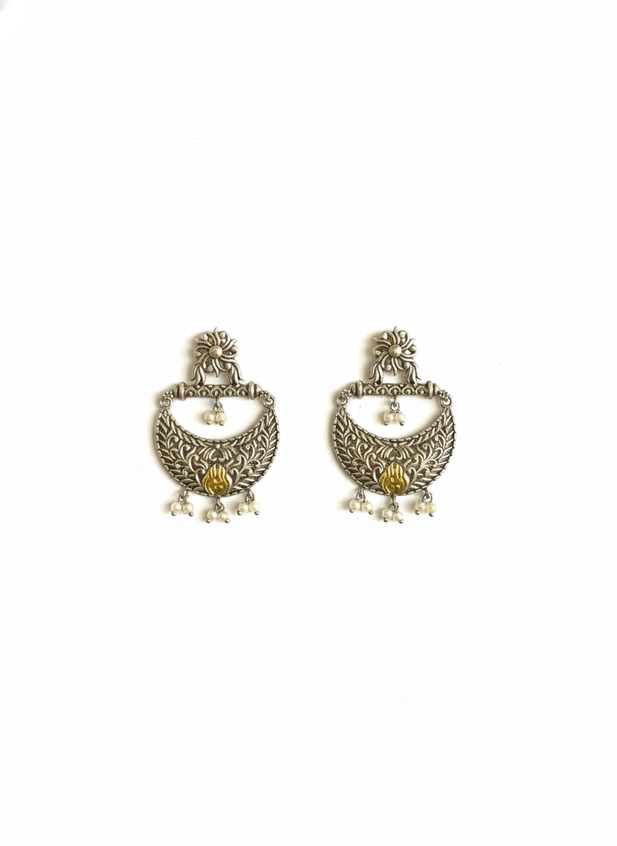 Metal Dangler Two-tone Earrings -490