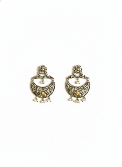 Metal Dangler Two-tone Earrings -490