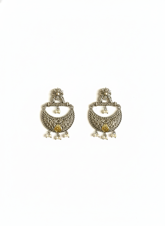 Metal Dangler Two-tone Earrings -490