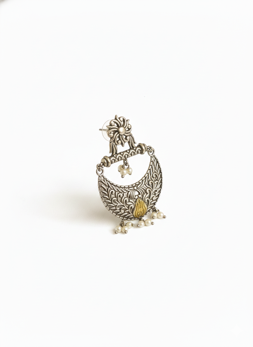 Metal Dangler Two-tone Earrings -490