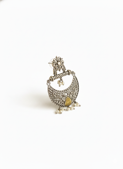 Metal Dangler Two-tone Earrings -490