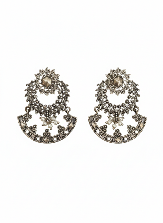 Ethnic Metal Dangler Earrings-458