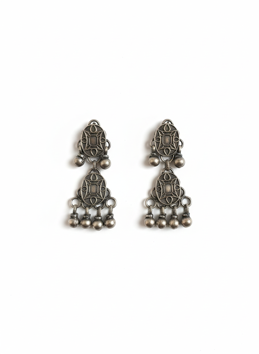 OVEL SILVER LOOK-ALIKE EARRINGS-445