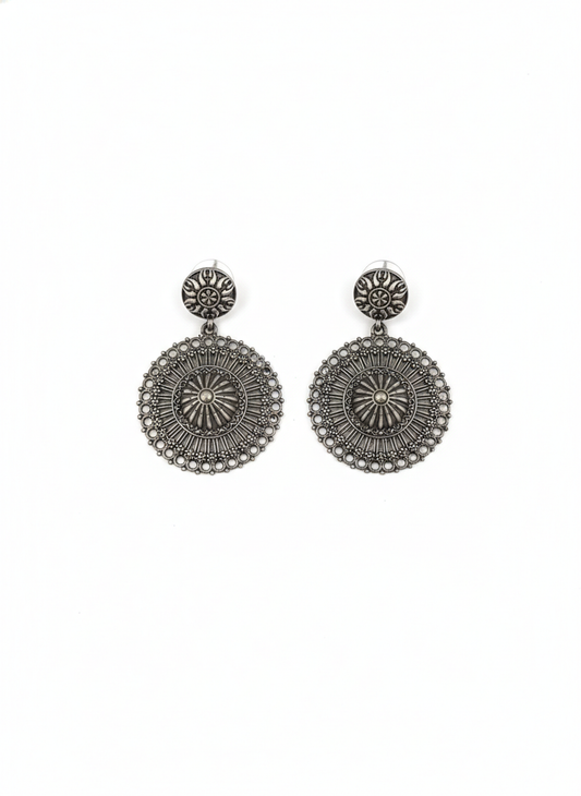 Statement Round Dangler Earrings-456