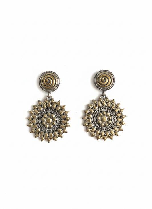 DUALTONE SPIRAL DANGLER EARRINGS-447