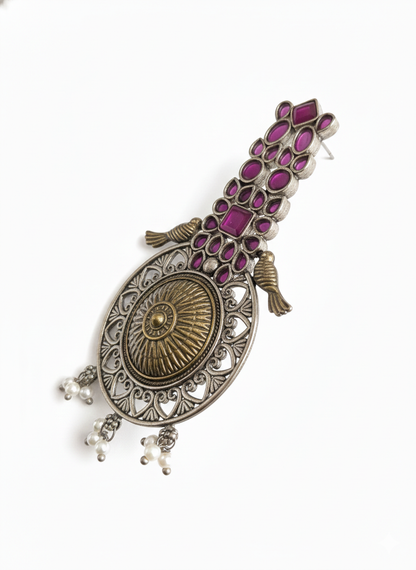 Metal Pink Statement earrings- 516