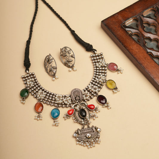 German silver Brass necklace set perfect for Navratri
