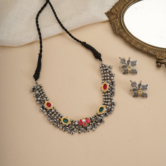 Multicolor Geometric Sleek Necklace Set