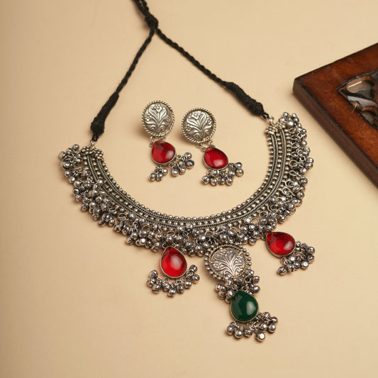 German silver Brass necklace set perfect for Navratri