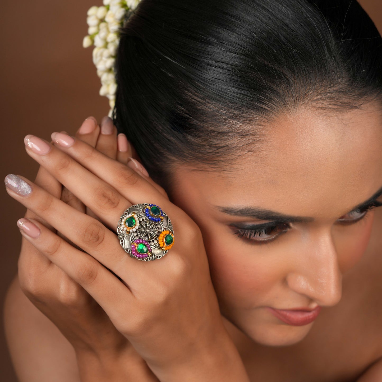 Multicolor Tribal Statement  Ring