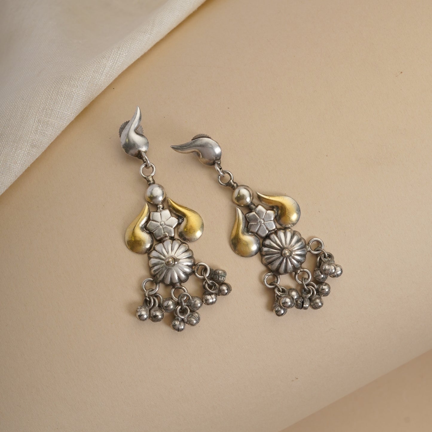 Dual - tone dangler earrings