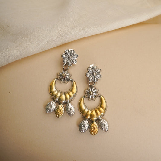 Dual - tone dangler earrings