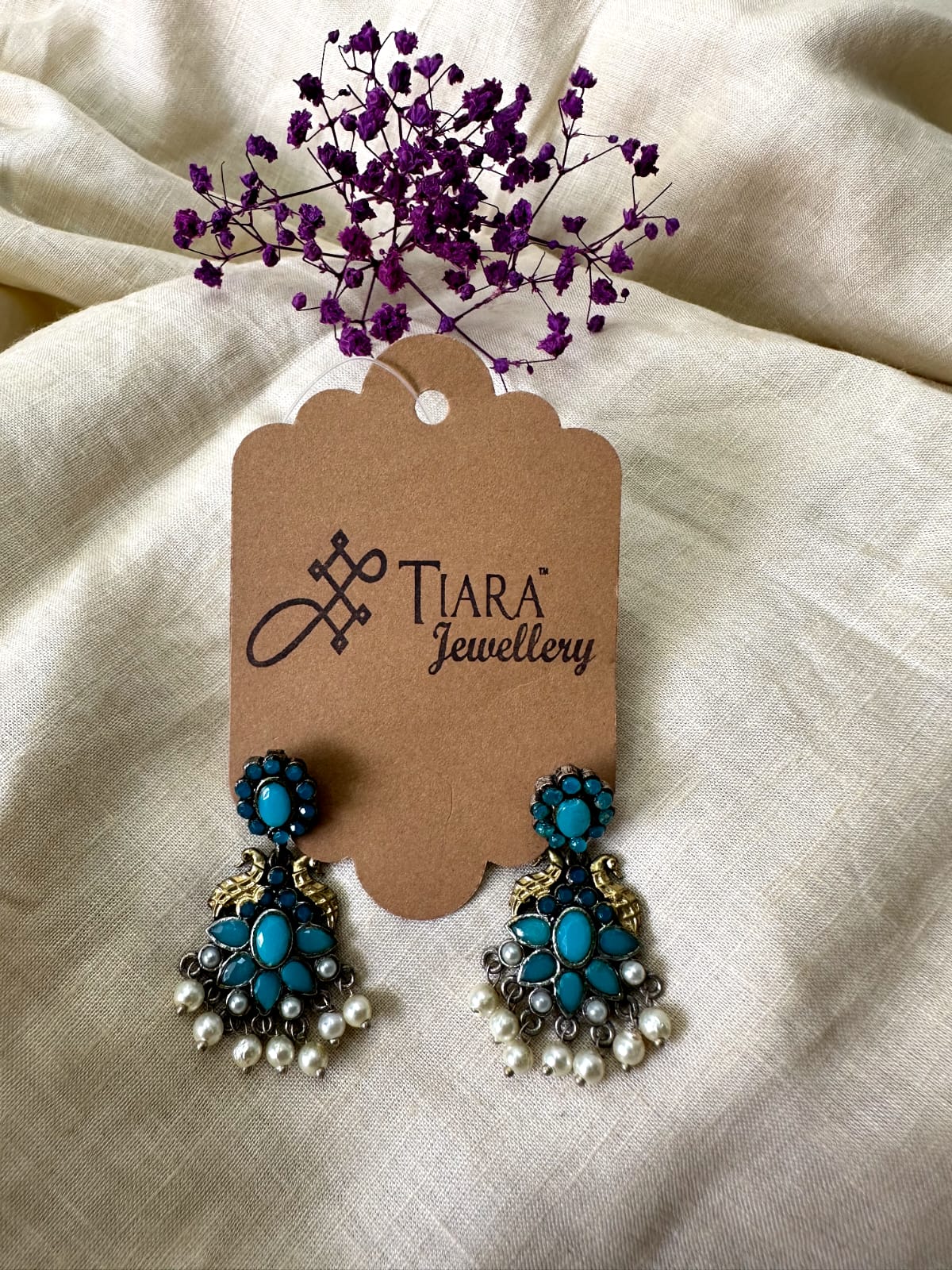 German Silver BLUE stone earrings in sale for women & Girls