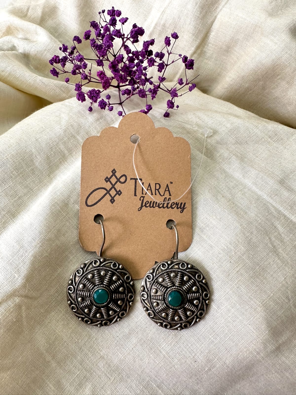German Silver Green Stone earrings in sale for women & Girls